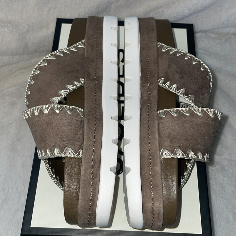 NWT J/SLIDES BOO Khaki Suede Sandal - Picture 11 of 14